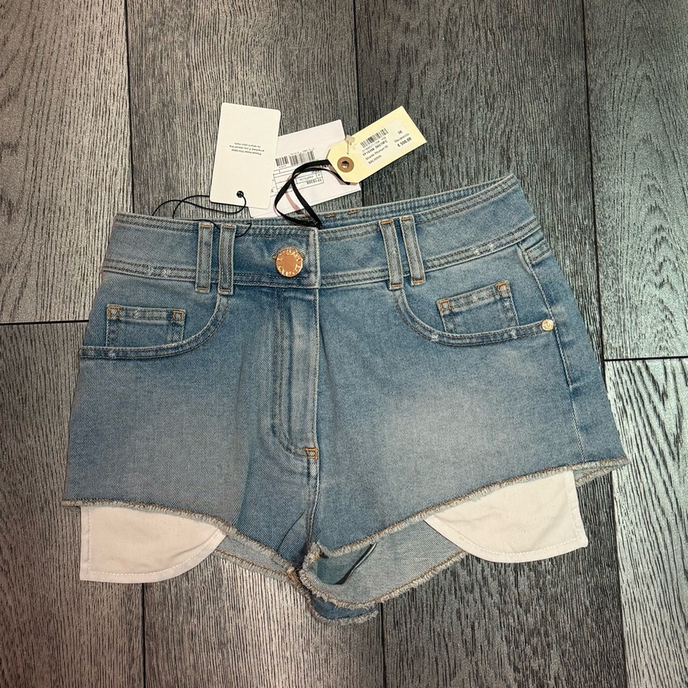 Balmain Light Blue Denim Shorts